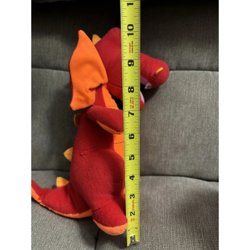 Red And Orange plush winged dragon Toy Factory details large green eyes
